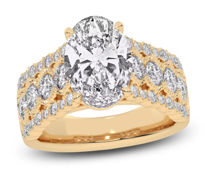 4.75ct tw Carat Lab-Created Oval-Cut Diamond Engagement Ring in 14K Rose / White / Yellow Gold | SimplyIn Diamonds Studio - Image 6